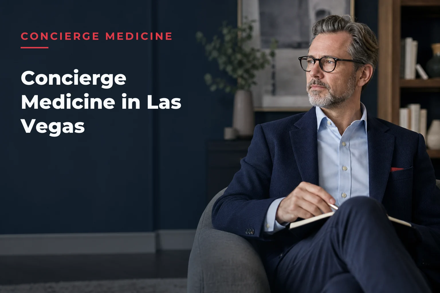 An editorial cover image for a piece on Concierge Medicine in Las Vegas: How Membership Practices Work and What They Cost. The cover reads: CONCIERGE MEDICINE Concierge Medicine in Las Vegas